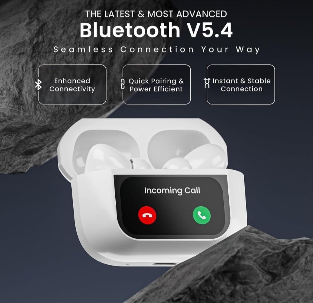 A9 PRO  Touch Screen Airbuds Super Quality Buzzer Edition White 100% ANC WORKING