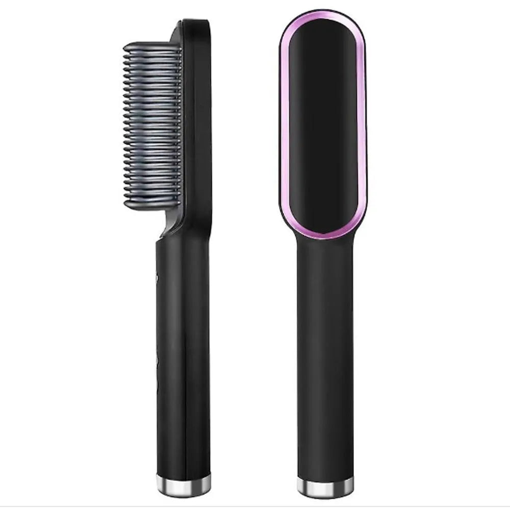 Professional Electric Hair Straightener Brush Heated Comb Straight & Curly Styling To